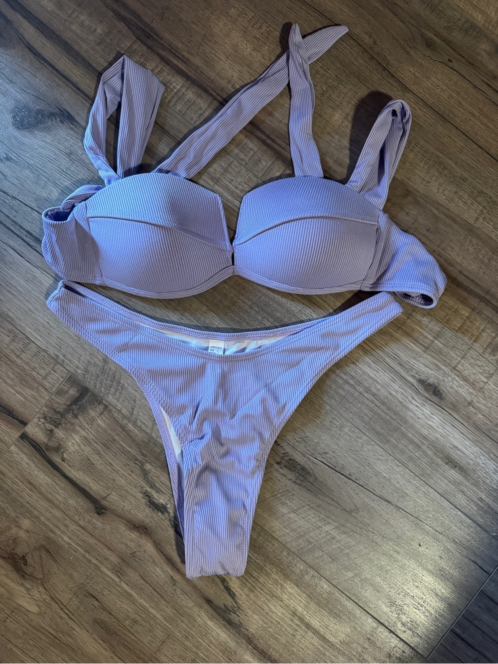 Lavender Ribbed Two-Piece Bikini Set
